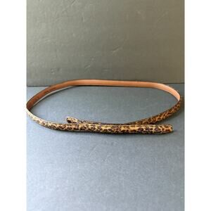 Vintage Terry Stack Italian Leather Pony Hair Belt Size L Brown Animal Print